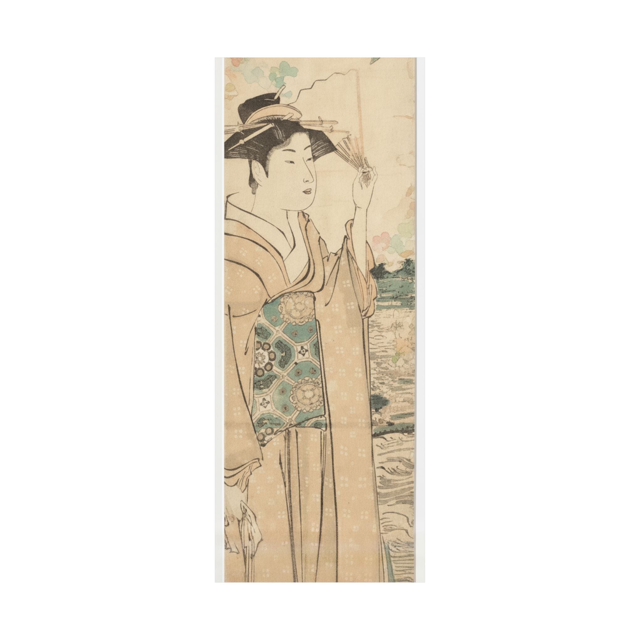 Watercolor — Woman With Fan On The Banks Of The Sumida River — Matte Poster