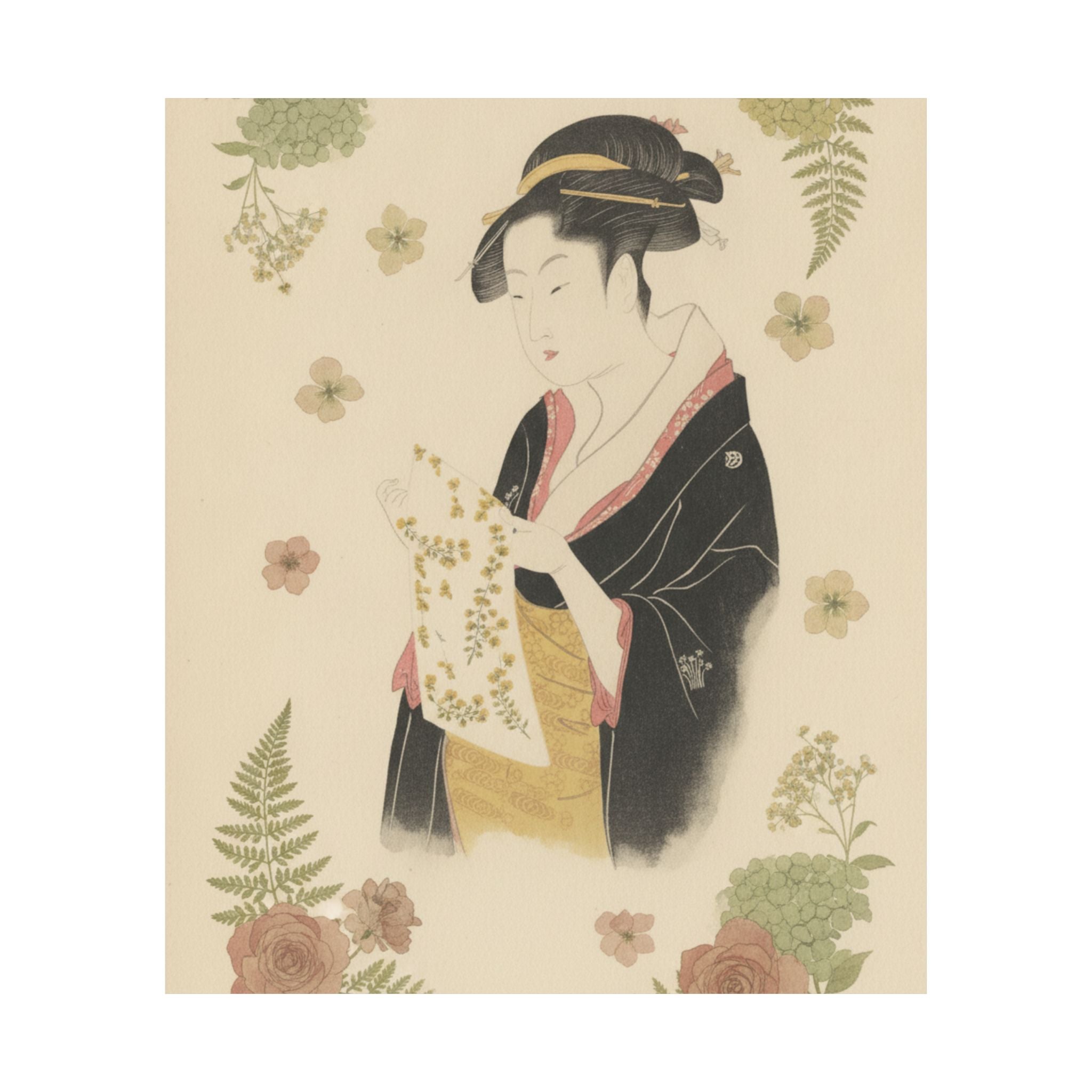 Botanical — The Lady Tomimoto Toyohina Reading A Letter — Matte Poster