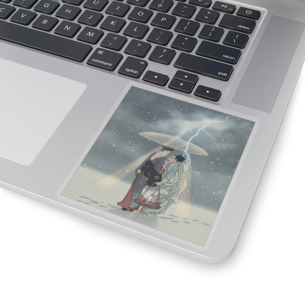 Dramatic Storm — Ebisu And Benten Walking In The Snow — Kiss-Cut Sticker
