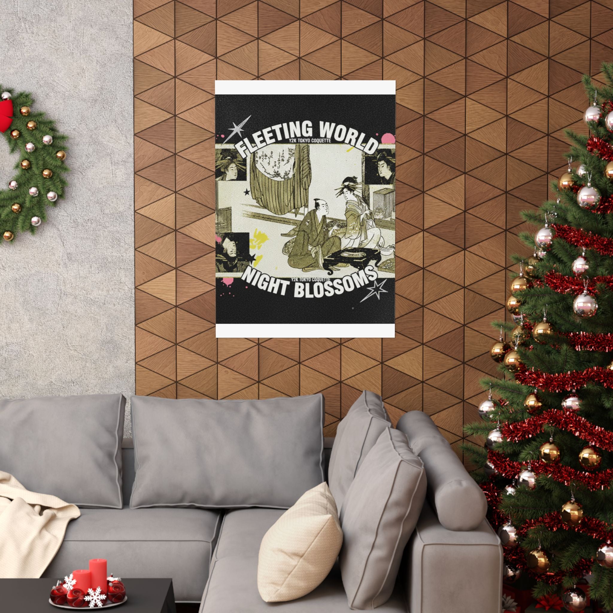 Streetwear Collage — Courtesan With Client Before A Tokonoma Alcove — Matte Poster