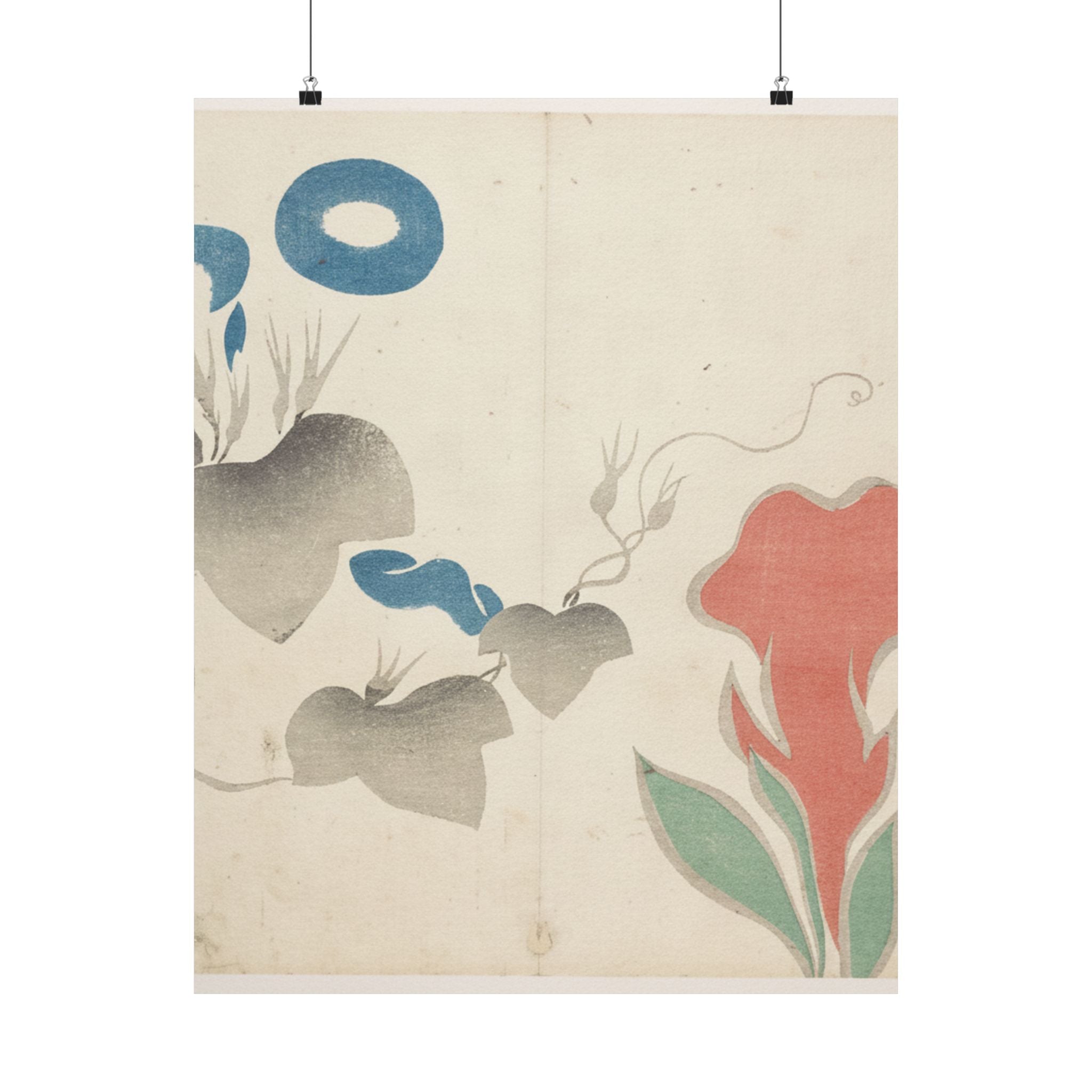 Watercolor — Design Of Morning–Glory And Other Flowers — Matte Poster