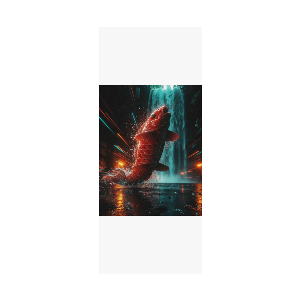 Fast Furious — Red Carp Ascending A Waterfall — Matte Poster