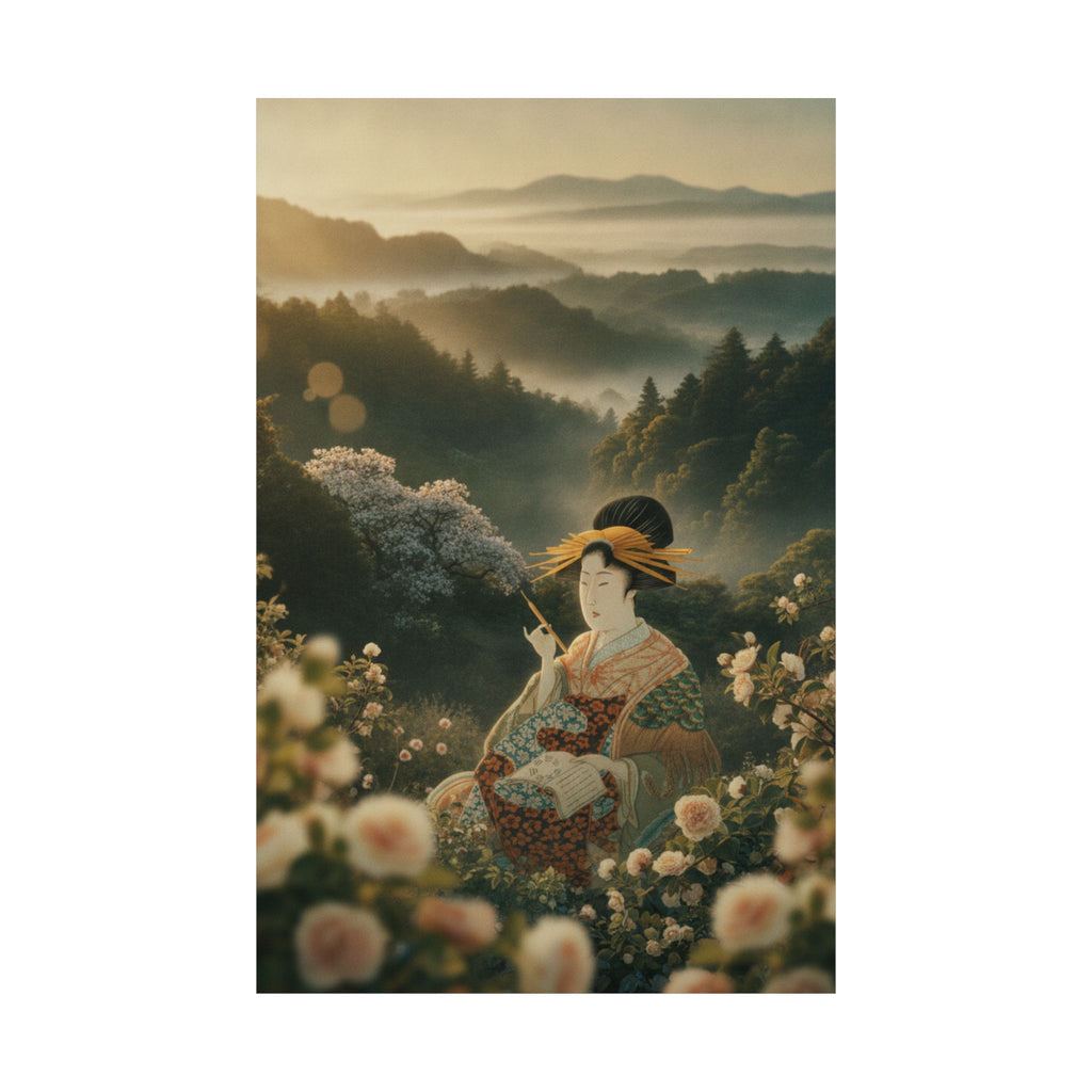 Scenic Nature — Courtesan With Book And Hair-Pin — Matte Poster