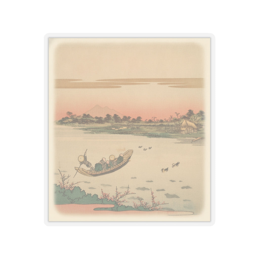 Southern Sunset — Boat Ferrying Across River — Kiss-Cut Sticker