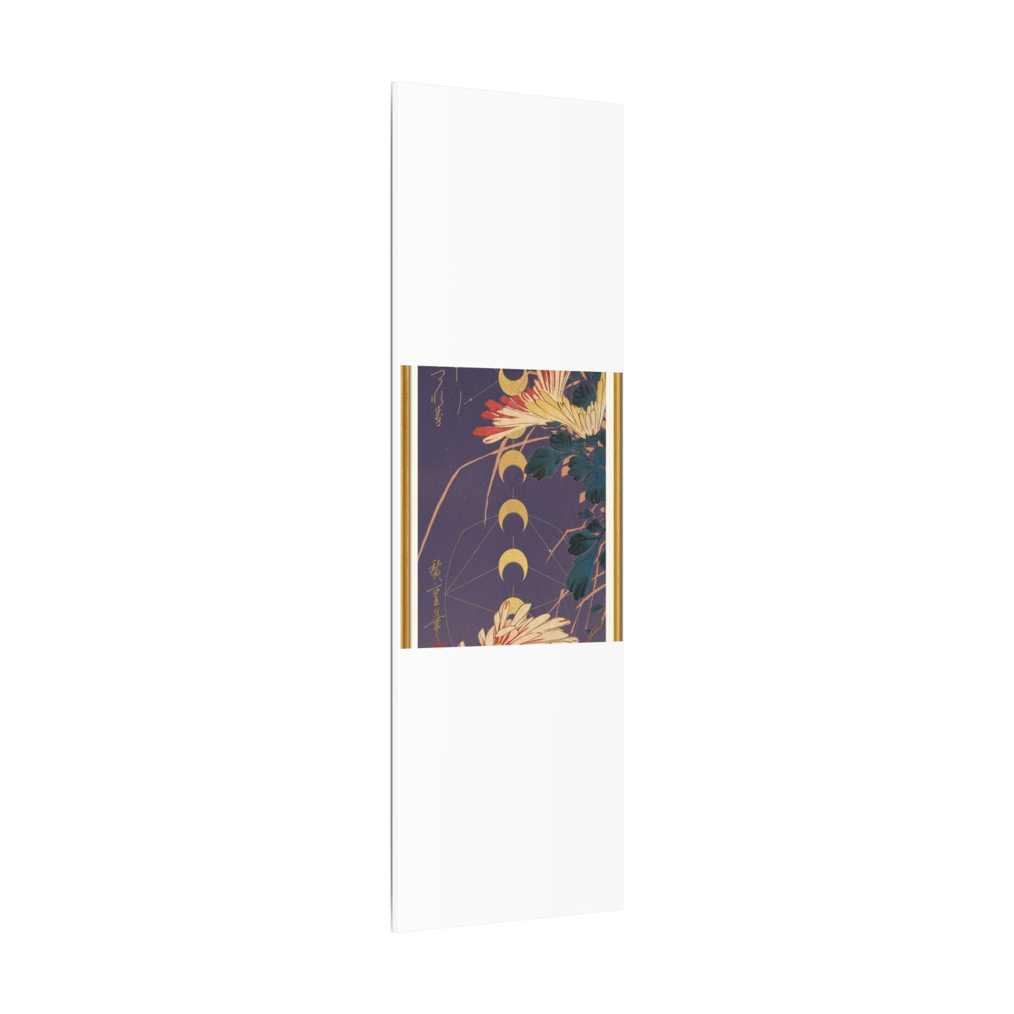 Chrysanthemum and Gold Moon Phases Woodblock Matte Canvas