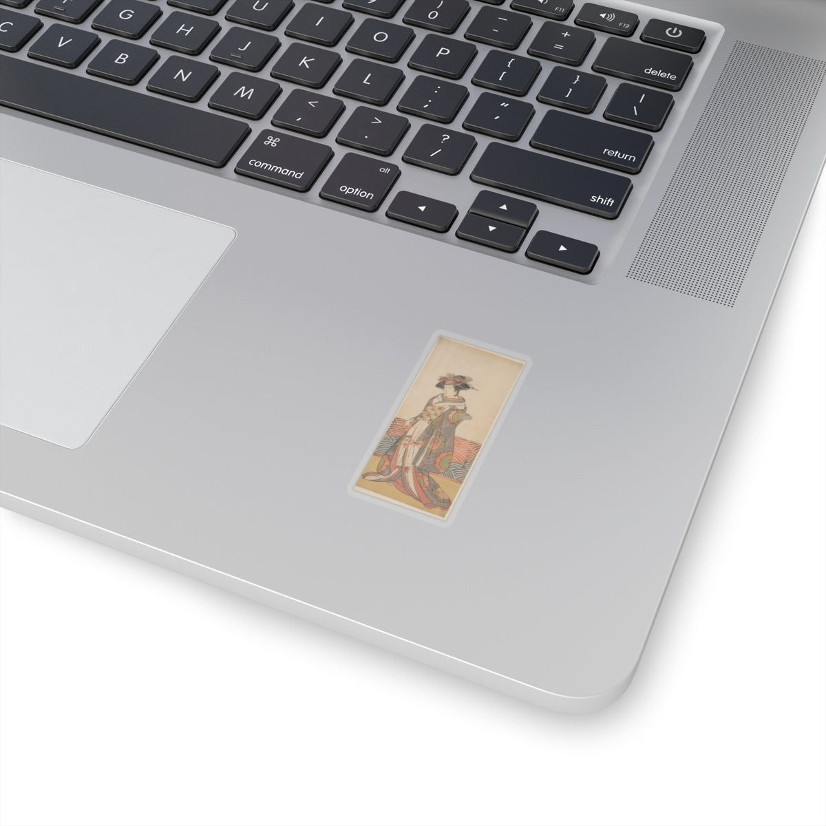 Product Marketing — The Third Segawa Kikunojo As A Woman Standing In A Room Having A Wave-Pattern Da — Kiss-Cut Sticker