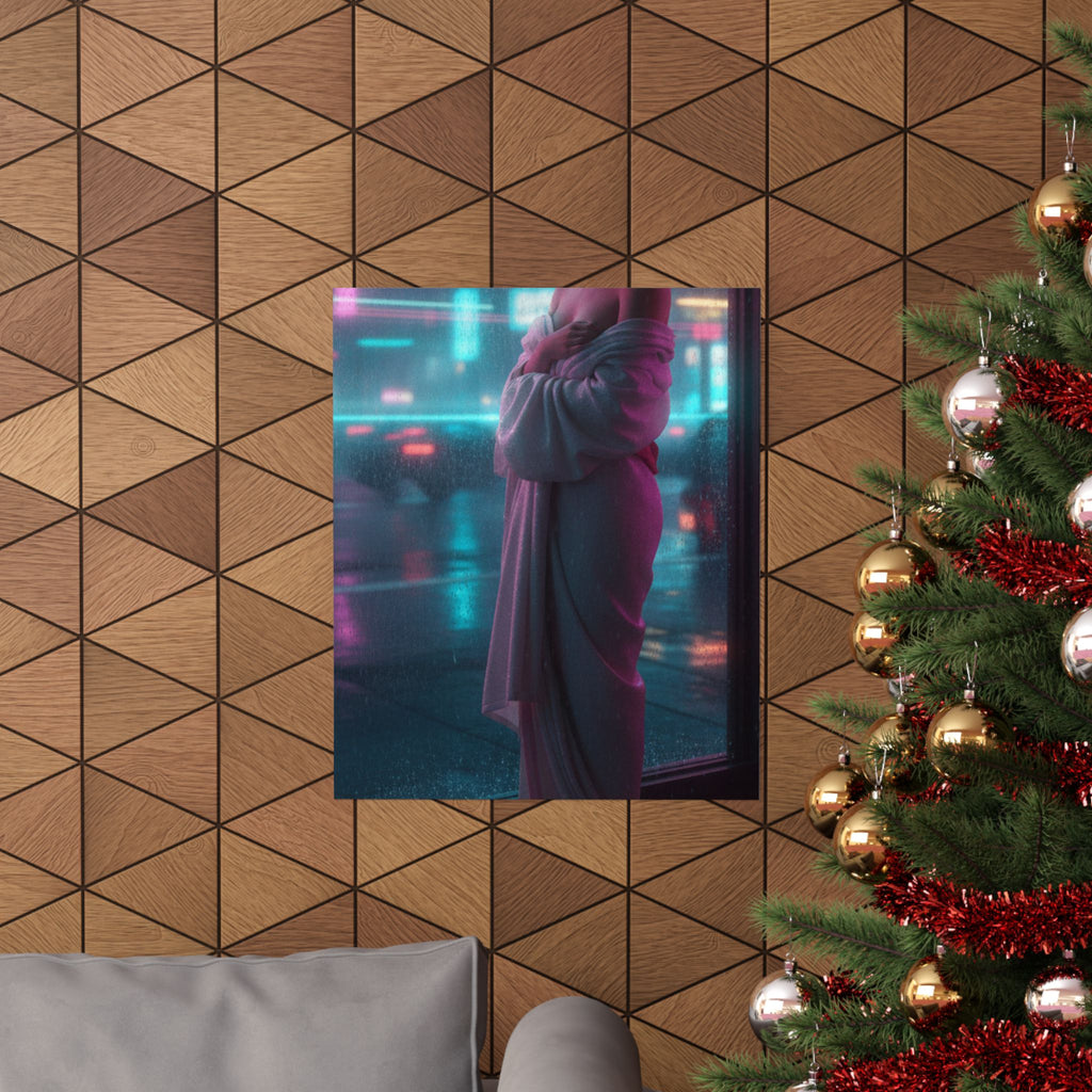 Neon Noir — Girl Drying Herself After Her Bath — Matte Poster