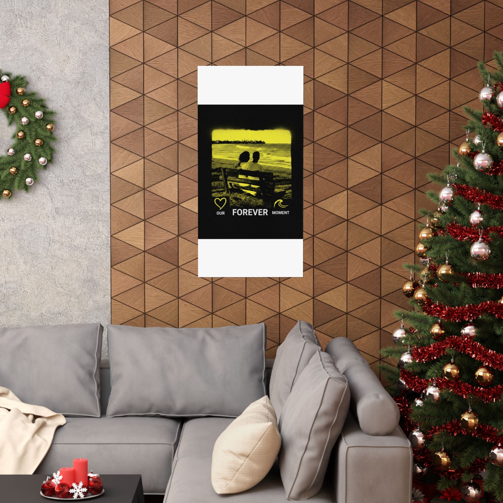 Our Forever Moment Beach Sunset Couple Yellow Matte Poster