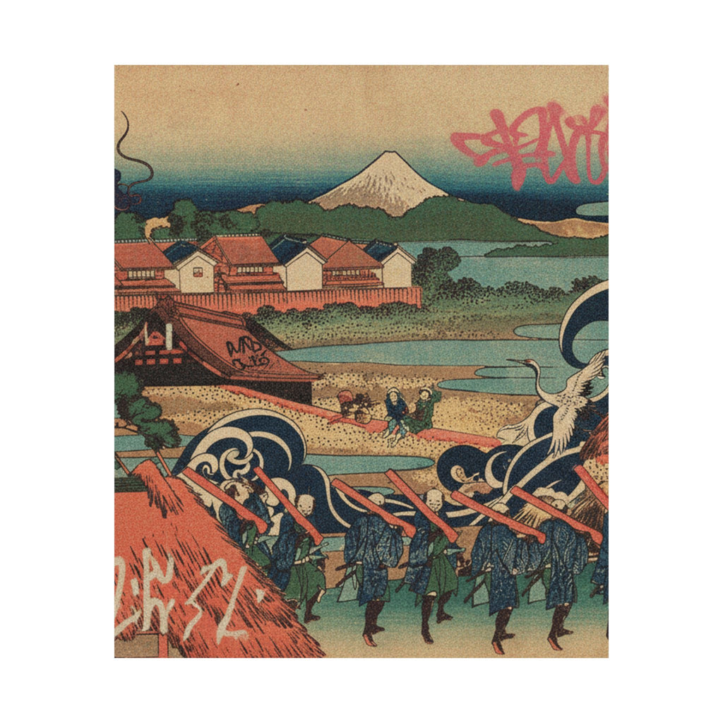 Japanese Street — Fuji Seen In The Distance From Senju Pleasure Quarter (Senju Kagai Yori Chōbō No — Matte Poster