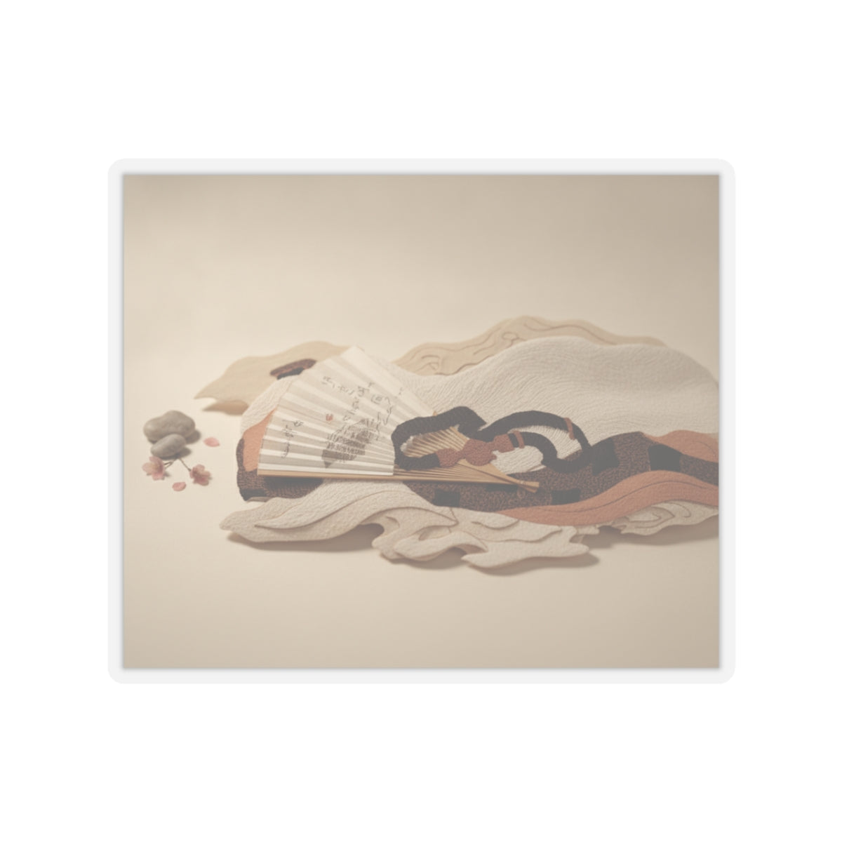 Product Marketing — Belt And Fan On A Piece Of Cloth — Kiss-Cut Sticker