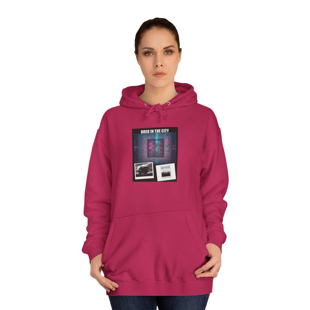 BRED IN THE CITY Purple Neon Collage Hoodie