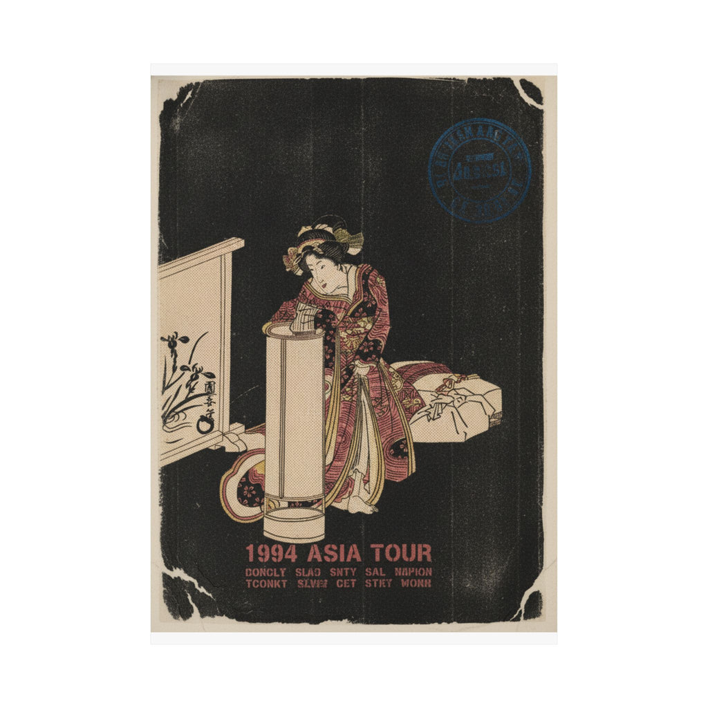 Vintage Bootleg — Young Woman Leaning Over A Tall Lamp — Matte Poster