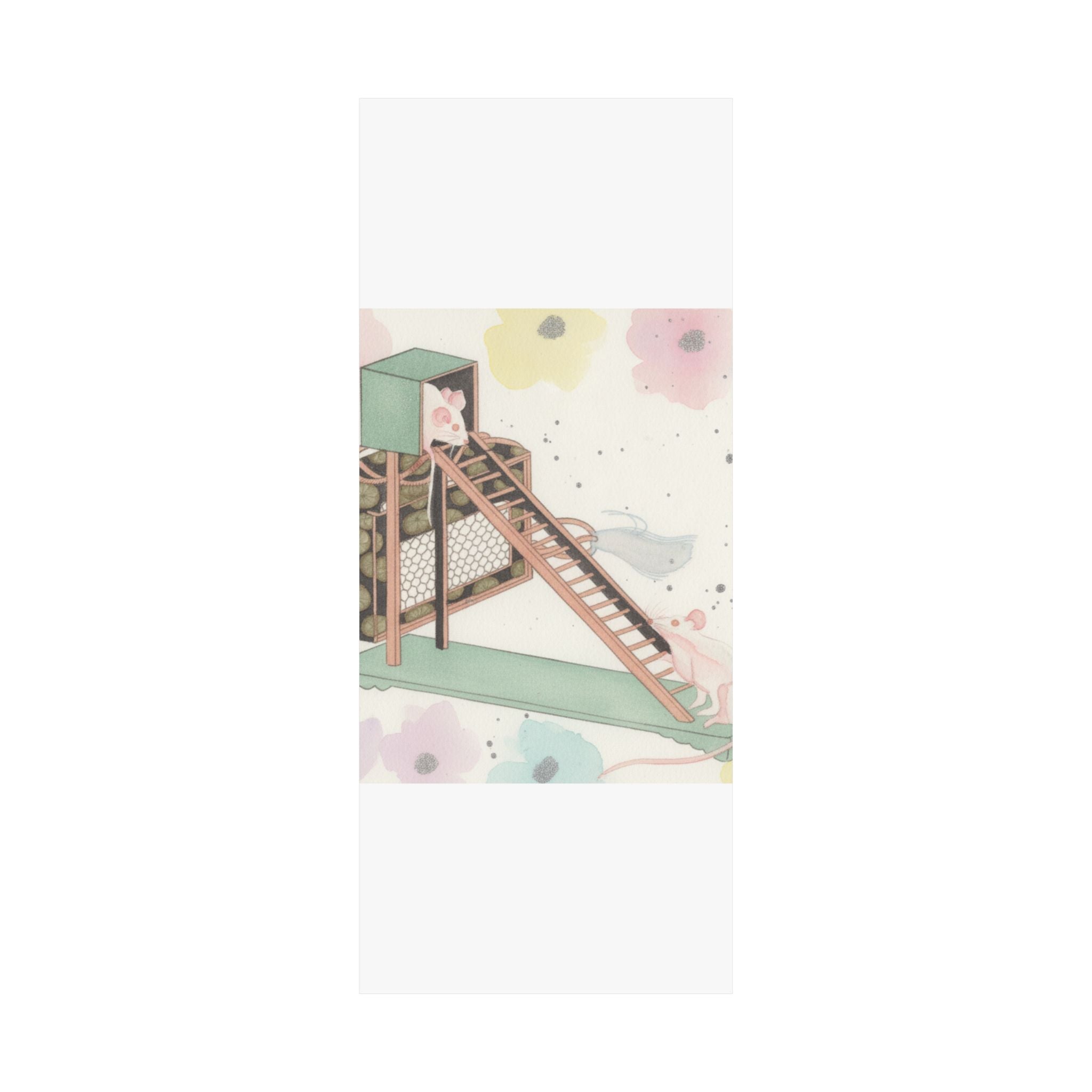 Watercolor — White Mice Playing — Matte Poster