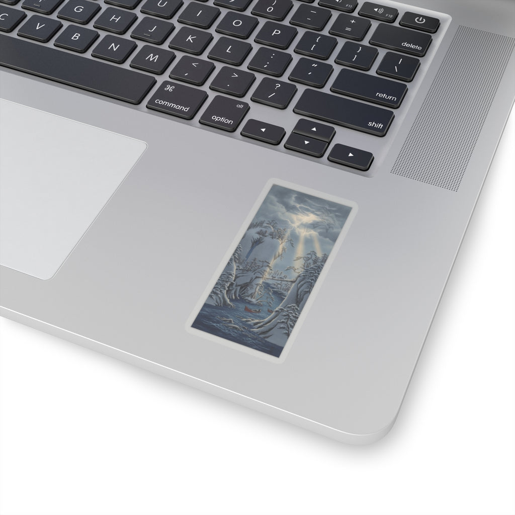 Dramatic Storm — River Gorge In Snow — Kiss-Cut Sticker