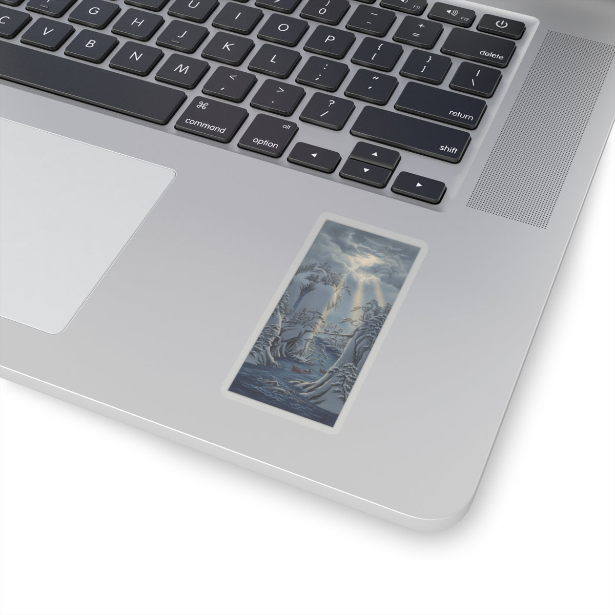 Dramatic Storm — River Gorge In Snow — Kiss-Cut Sticker