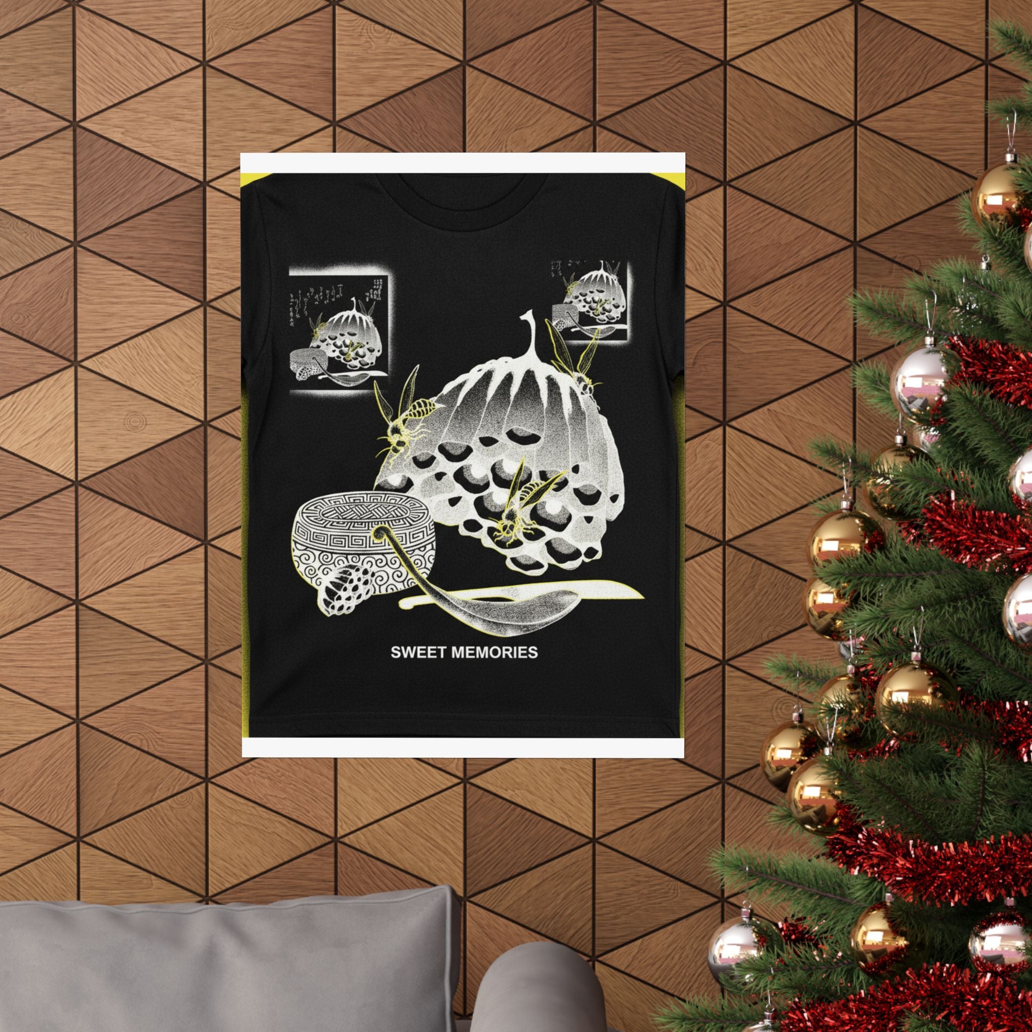 Streetwear Collage — Hives With Wasps, And A Box With A Spoon For Honey — Matte Poster