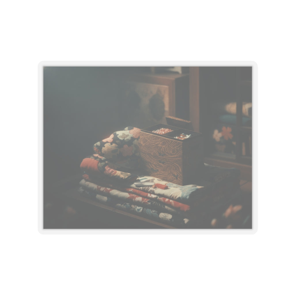 Cinematic — Lady'S Work-Box And Bed Clothing — Kiss-Cut Sticker