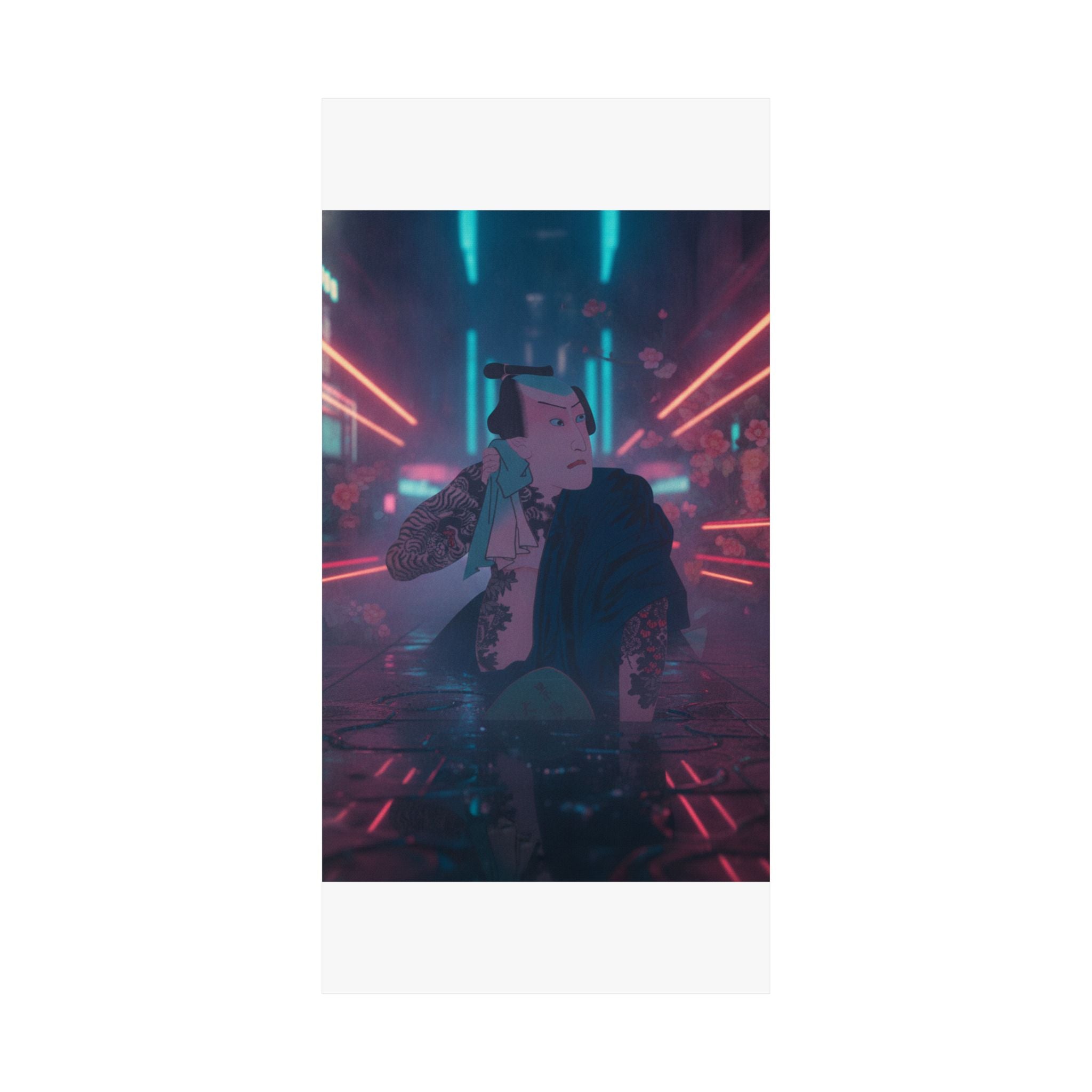 Neon Noir — The Actor Kawarazaki Gonjūrō I As Ude No Kisaburō, Likened To Wu Song The Asceti — Matte Poster