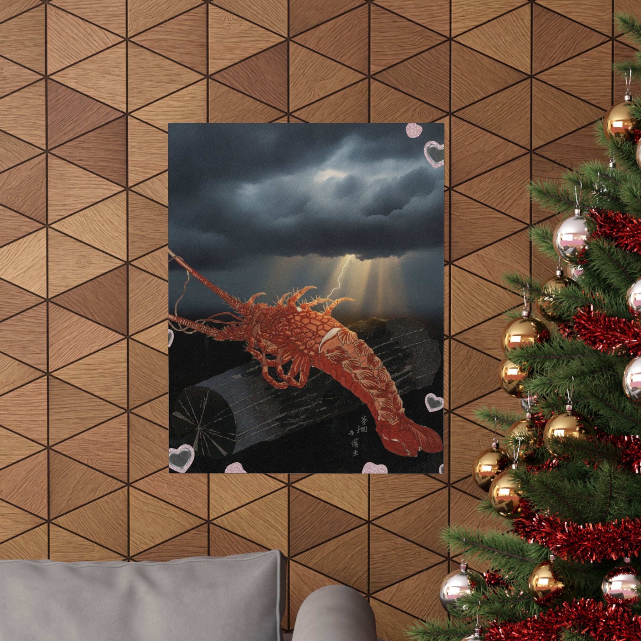 Dramatic Storm — Lobster On A Piece Of Charcoal — Matte Poster