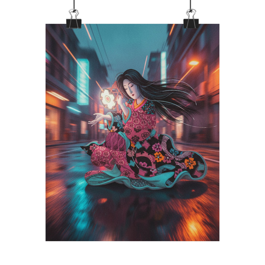 Fast Furious — Woman Playing The Tsuzumi — Matte Poster