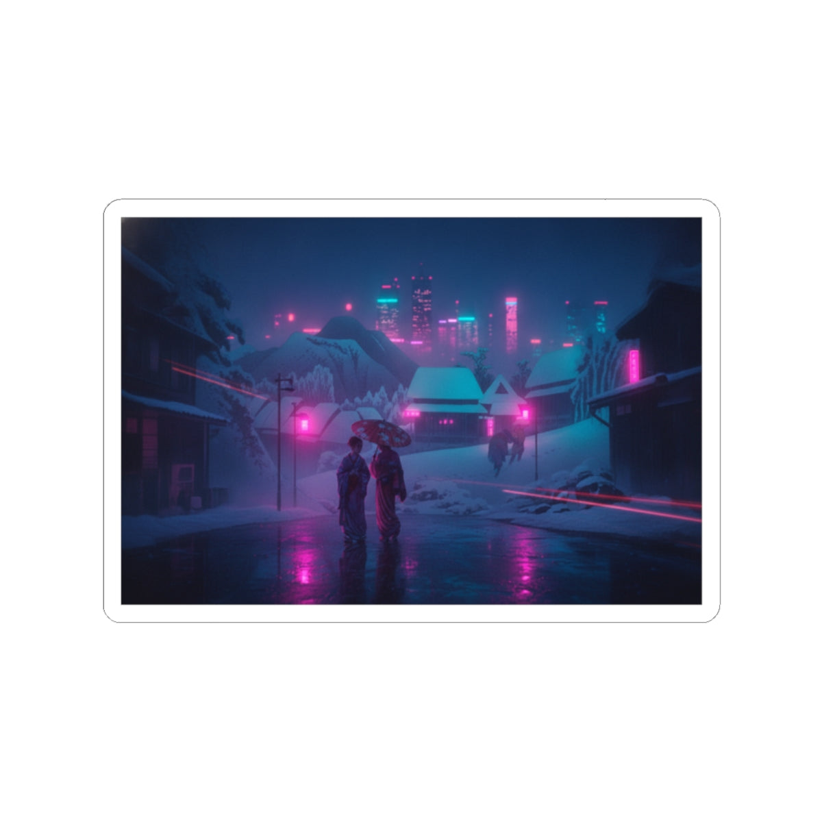 Neon Noir — Evening Snow — Kiss-Cut Sticker
