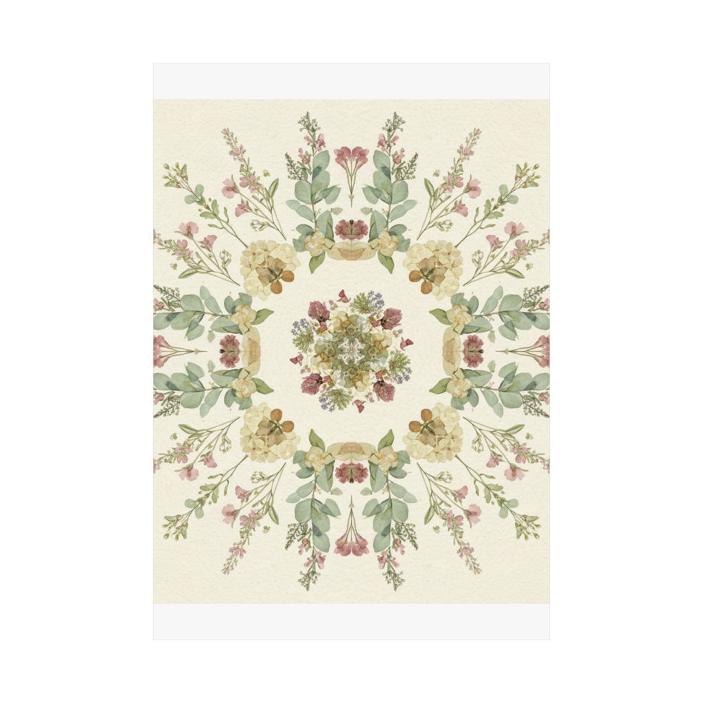 Pressed Wildflower Symmetry Cottagecore Botanical Poster
