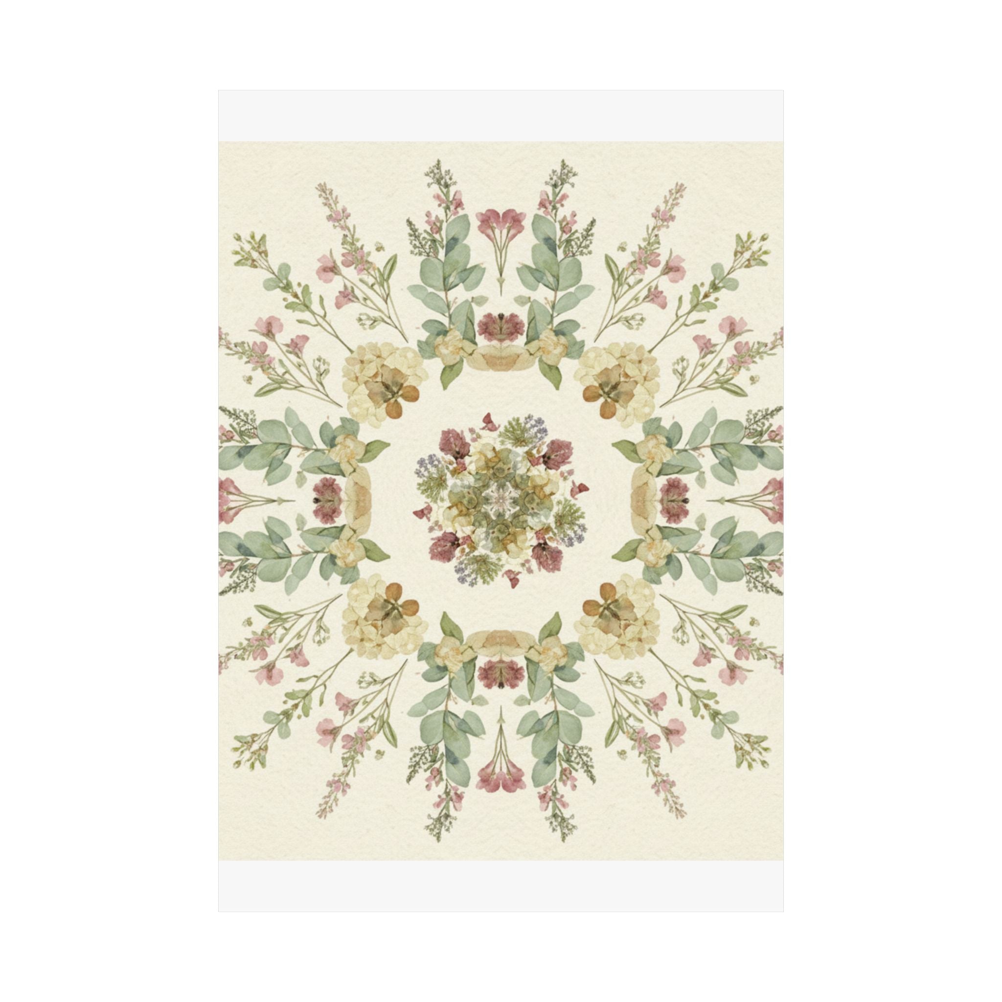 Pressed Wildflower Symmetry Cottagecore Botanical Poster
