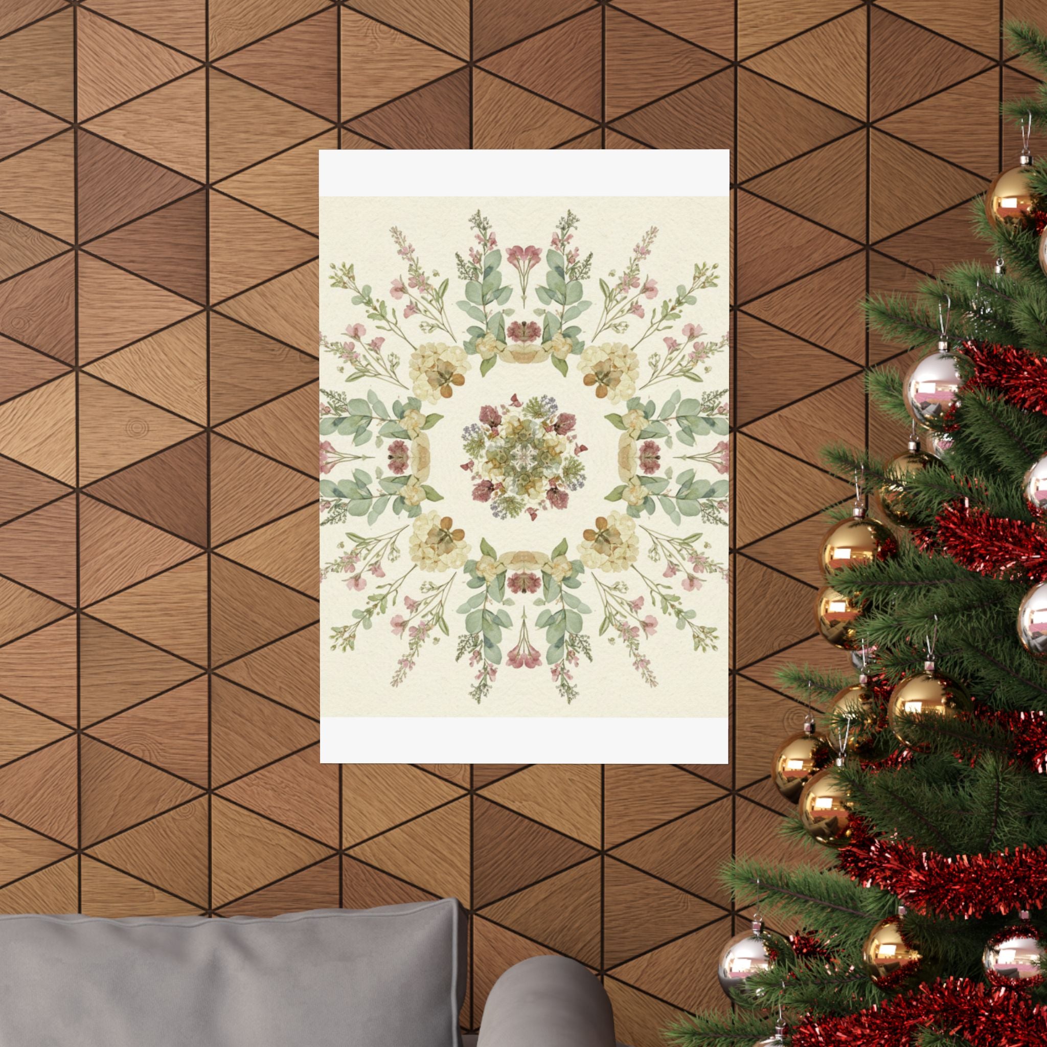 Pressed Wildflower Symmetry Cottagecore Botanical Poster