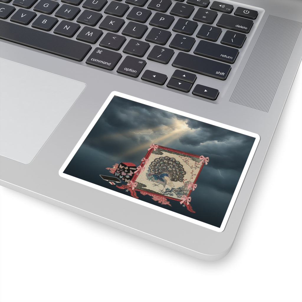 Dramatic Storm — Screen And Lady'S Work-Box — Kiss-Cut Sticker