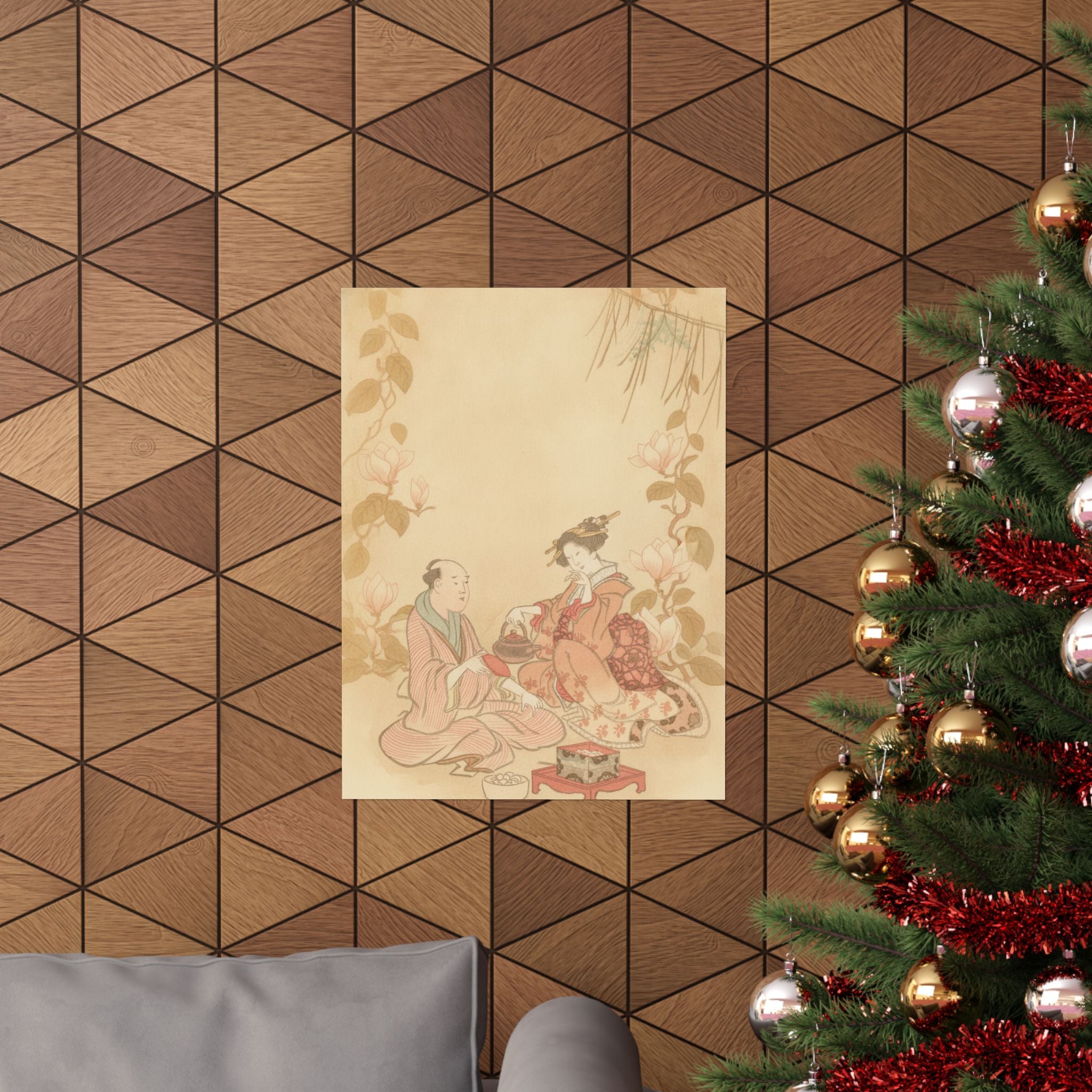 Southern Sunset — Woman Entertaining Her Guest With New Year Wine — Matte Poster