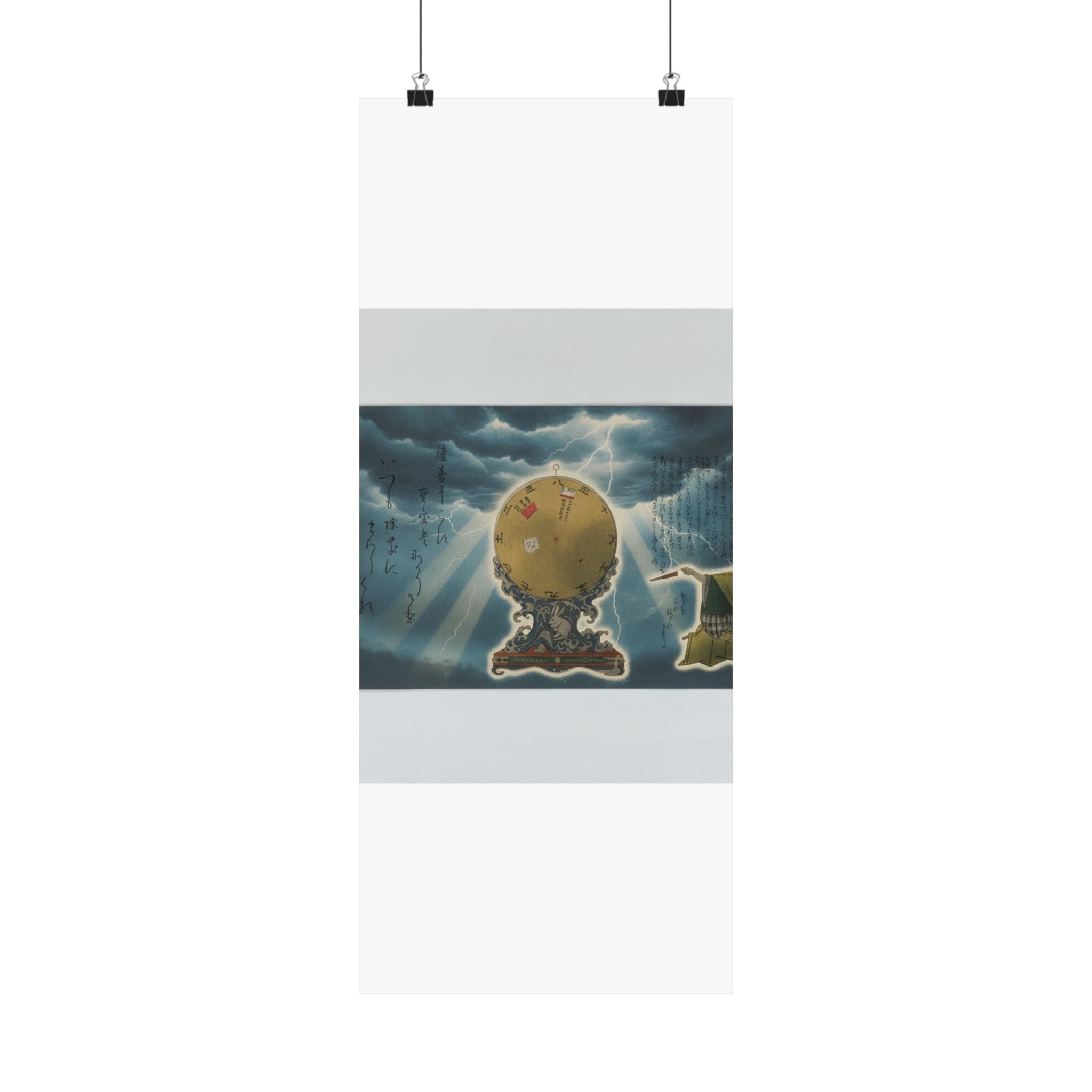 Dramatic Storm — Moveable Rotating Calendar Mounted On Elaborate Wave-Base With Rabbit Crest — Matte Poster