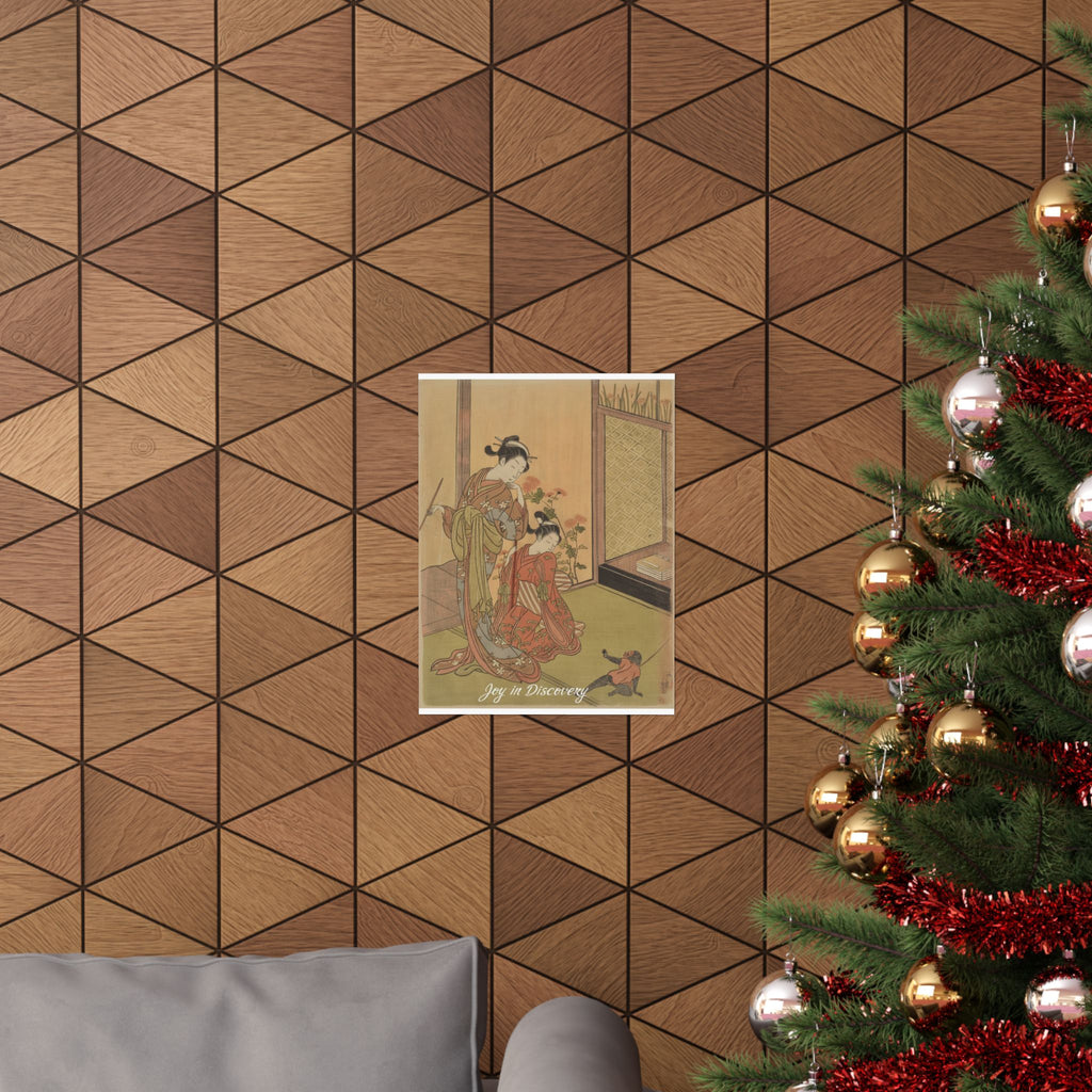 Affirmation — Two Girls Looking At A Monkey On A Leash — Matte Poster