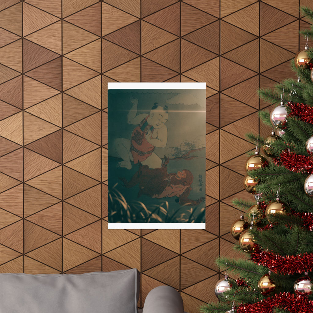 Cinematic — Boy And Monkey Playing — Matte Poster
