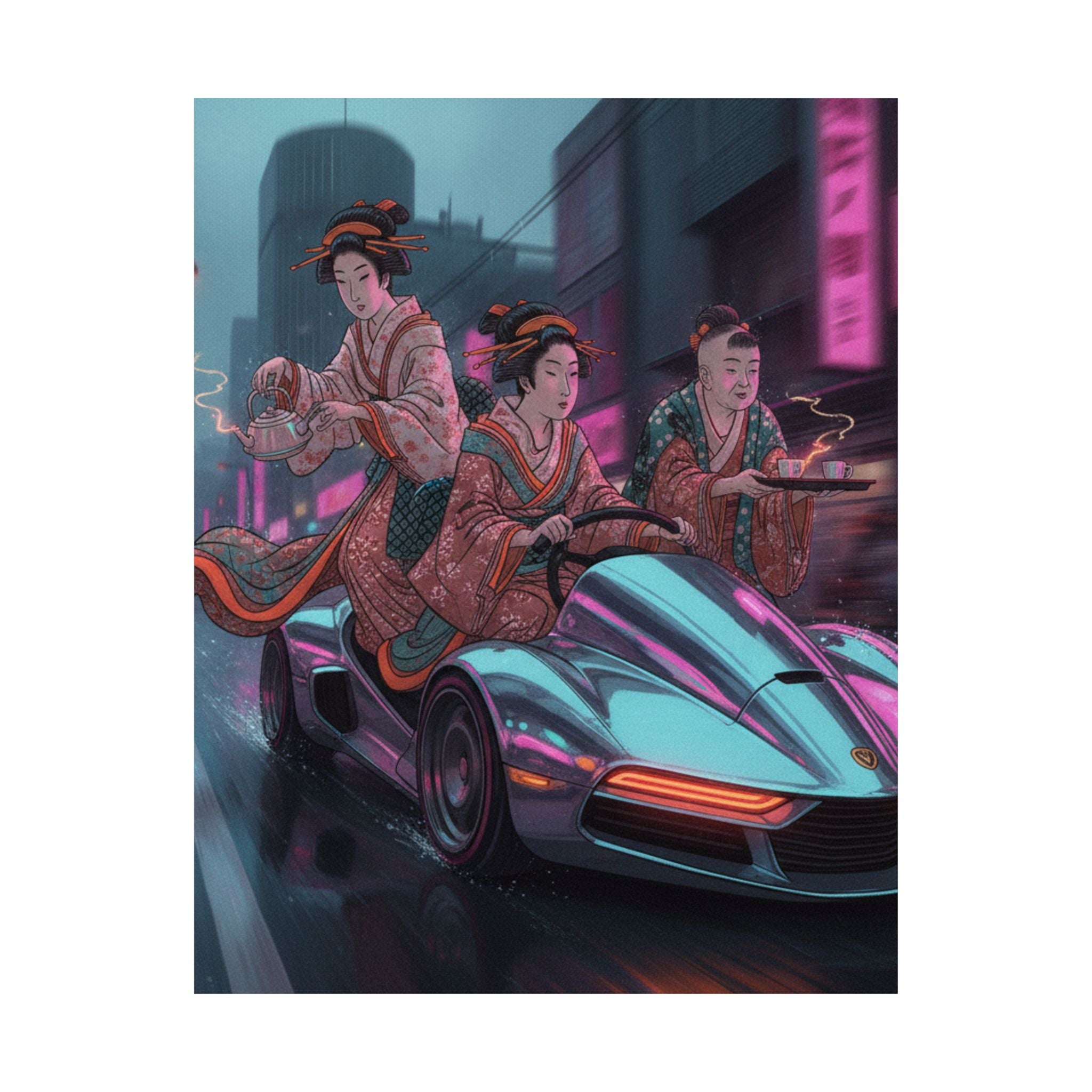 Fast Furious — Two Young Ladies Having Tea Attended By Elderly Servant — Matte Poster