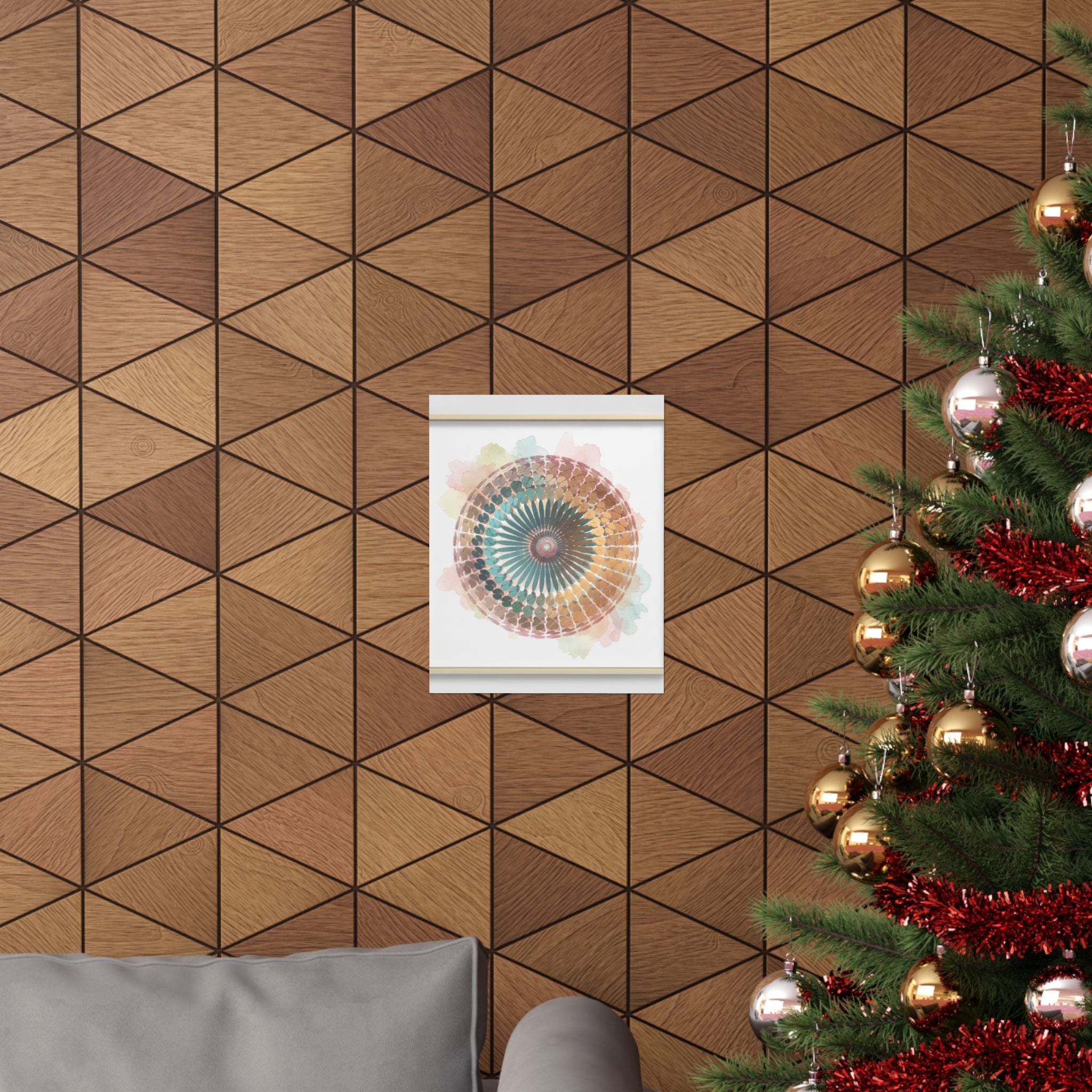 Terracotta and Teal Watercolour Spiral Mandala Poster