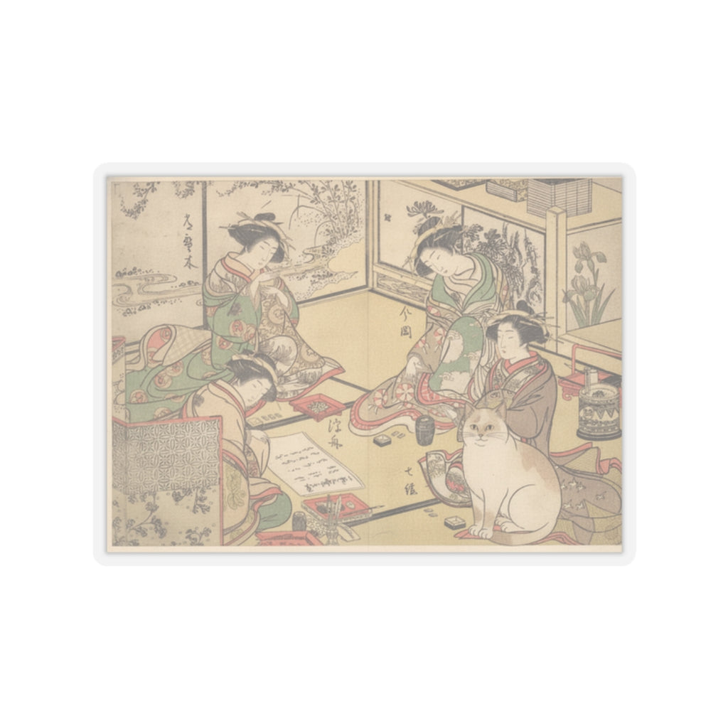Botanical — Four Oiran Of The House Called Kadokana-Ya Playing The Game Of Ko-Awase (Incense — Kiss-Cut Sticker