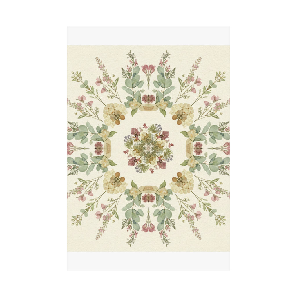 Pressed Wildflower Symmetry Cottagecore Botanical Poster