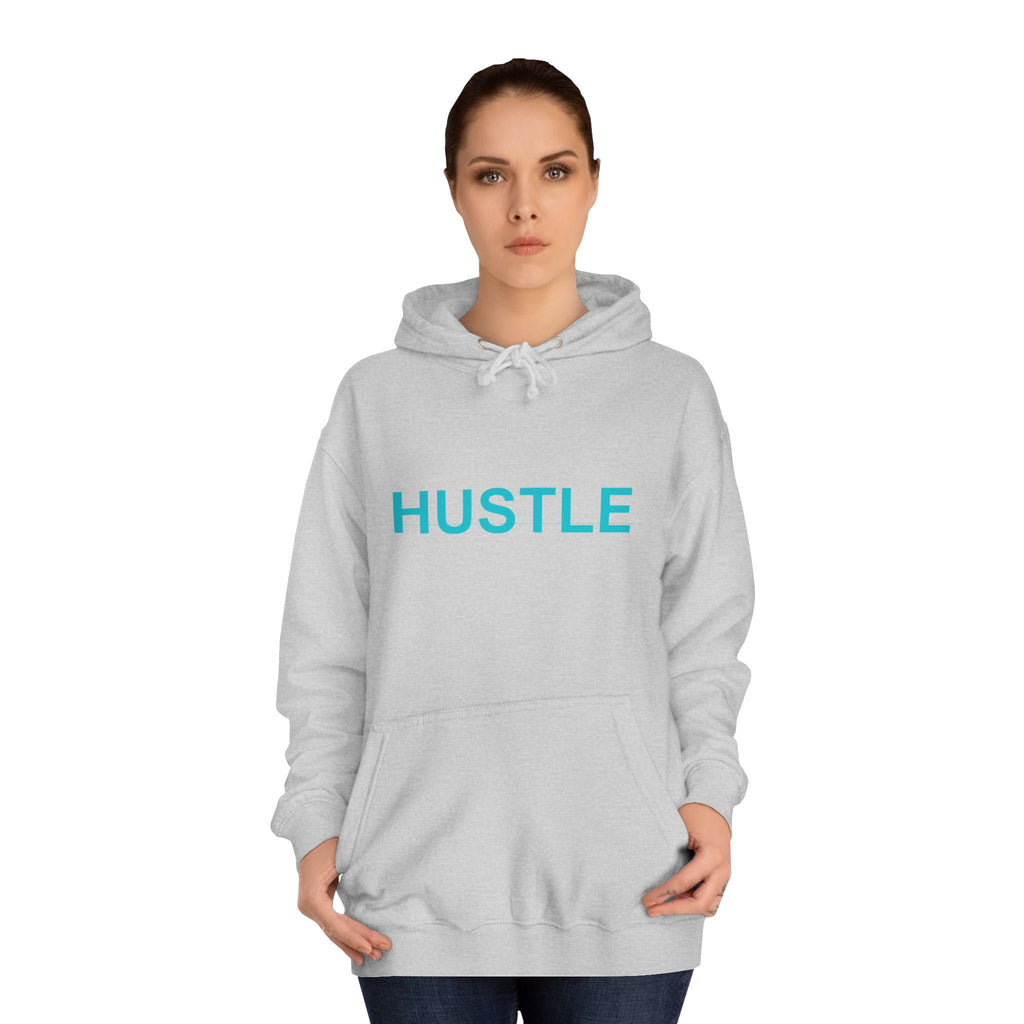 HUSTLE Bold Turquoise Wordmark Minimal Hoodie