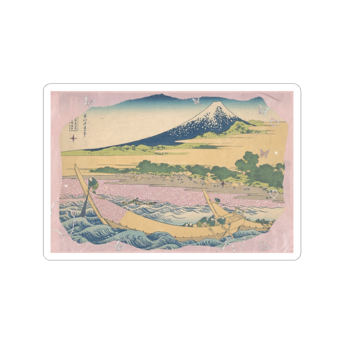 Scenic Nature — Tago Bay Near Ejiri On The Tōkaidō (Tōkaidō Ejiri Tago No Ura Ryaku Zu), From Th — Kiss-Cut Sticker