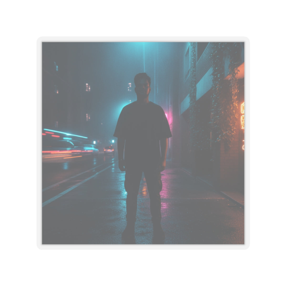 Neon Noir kiss-cut sticker by Zukkay