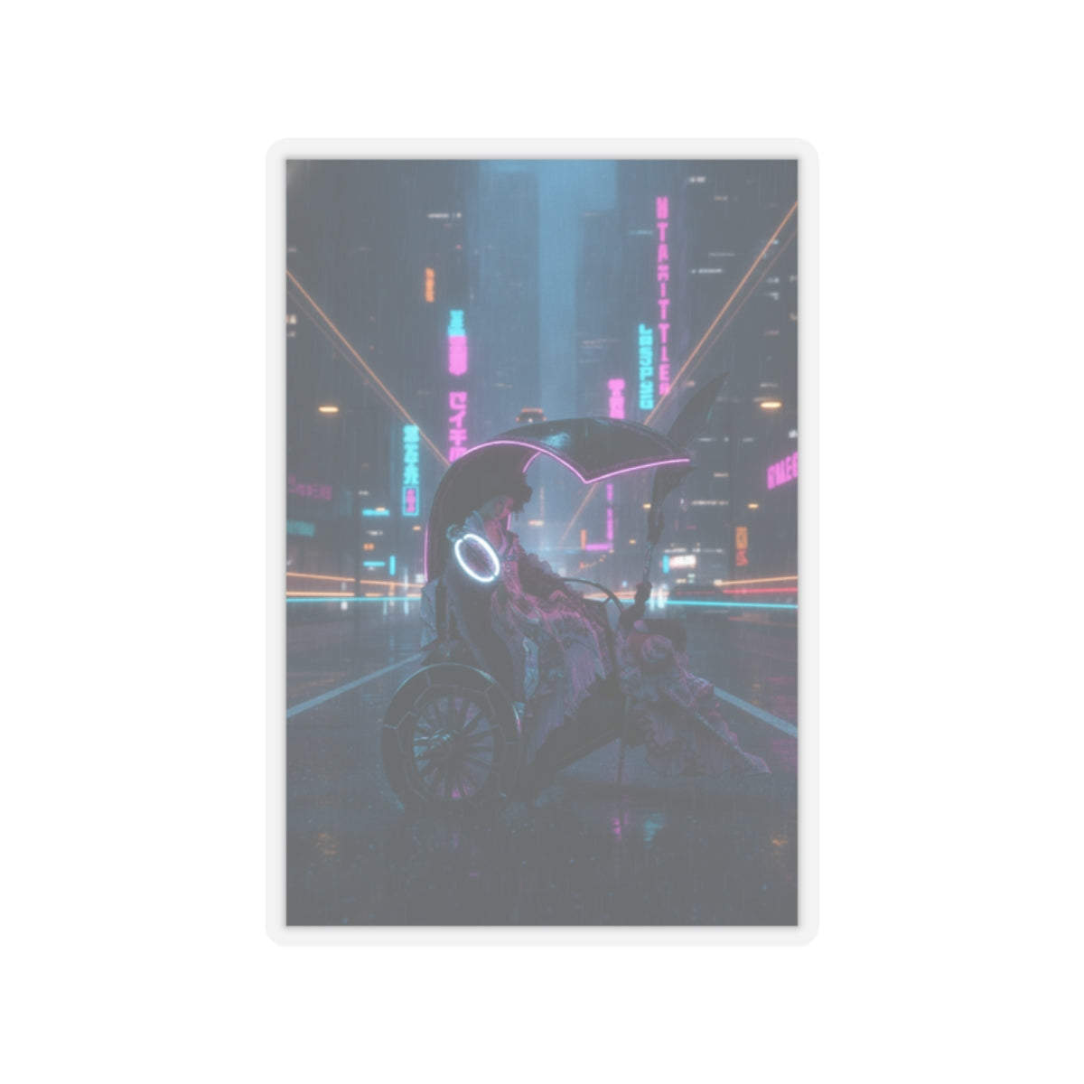 Neon Noir — Lady In A Chariot — Kiss-Cut Sticker