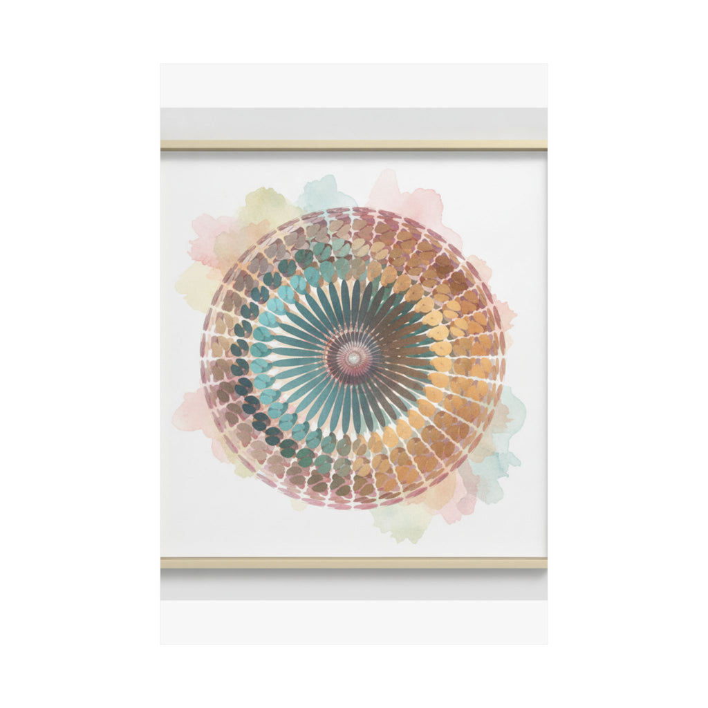 Terracotta and Teal Watercolour Spiral Mandala Poster