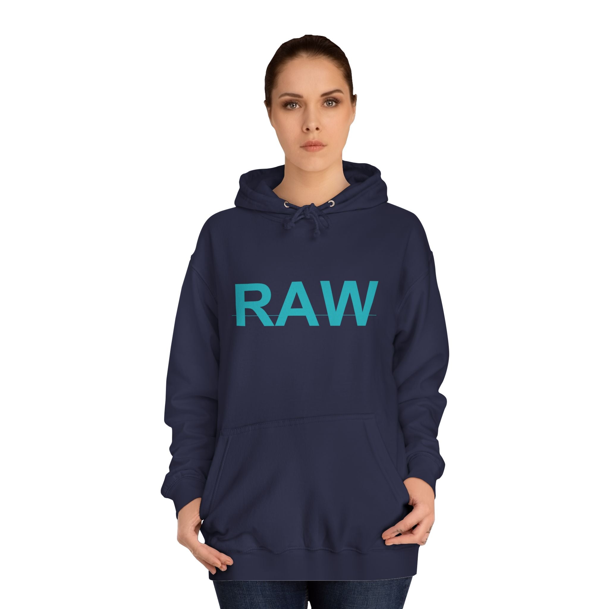 RAW Teal Capital Letter Minimalist Statement Hoodie