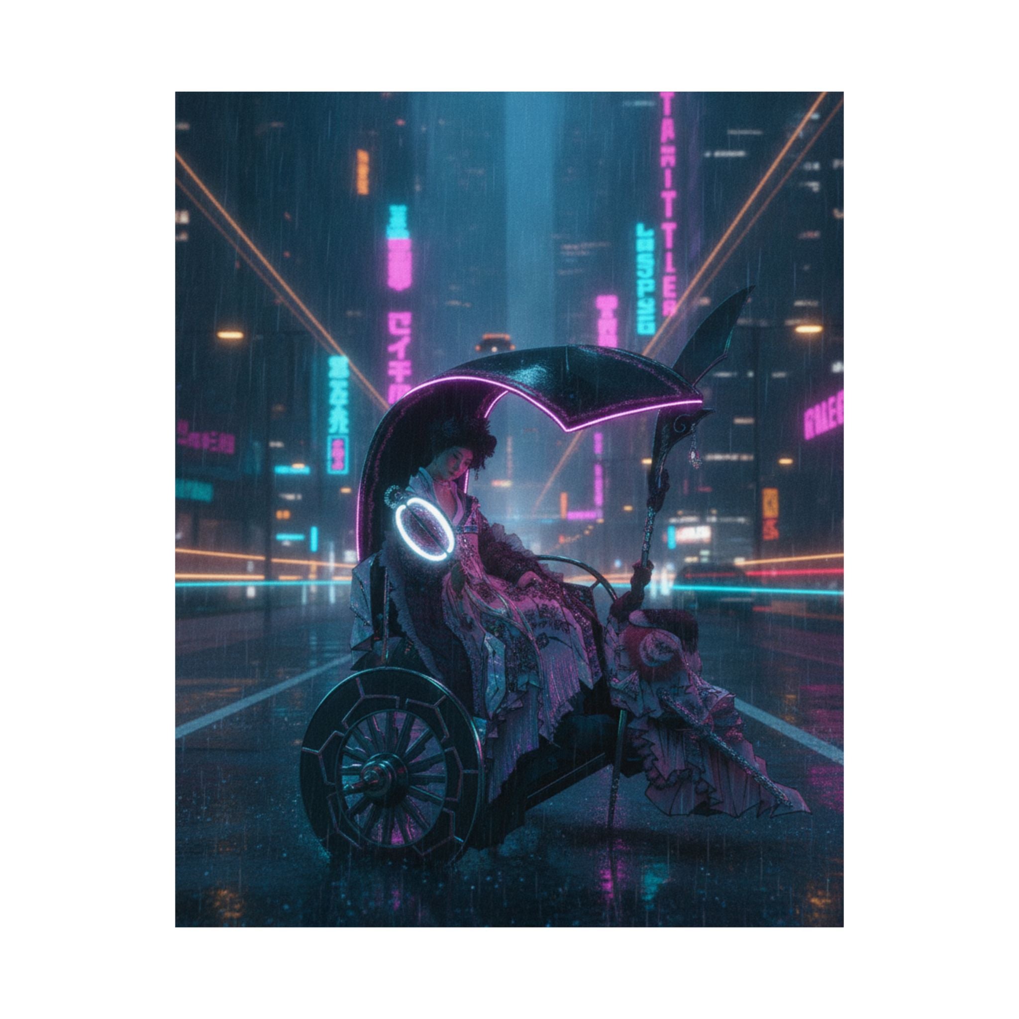 Neon Noir — Lady In A Chariot — Matte Poster