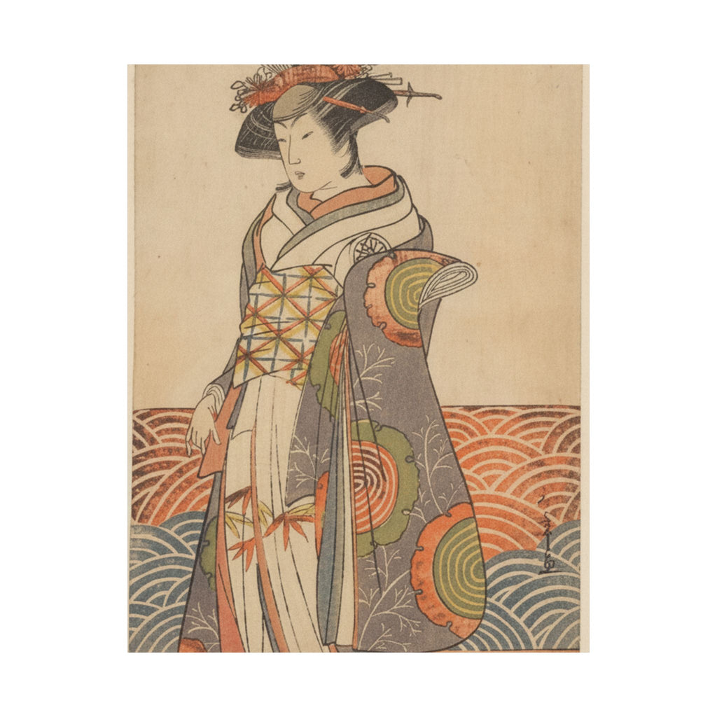 Product Marketing — The Third Segawa Kikunojo As A Woman Standing In A Room Having A Wave-Pattern Da — Matte Poster