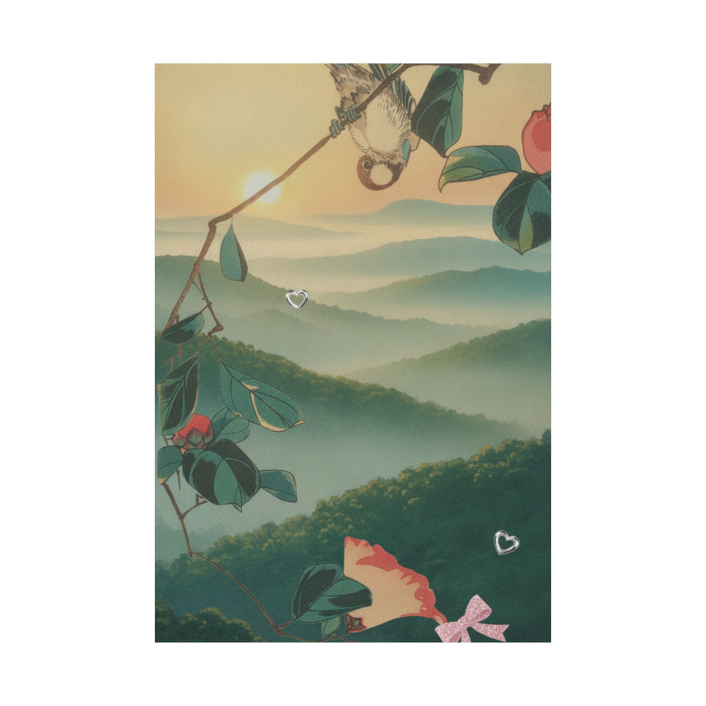 Scenic Nature — Camellia And Bullfinch — Matte Poster