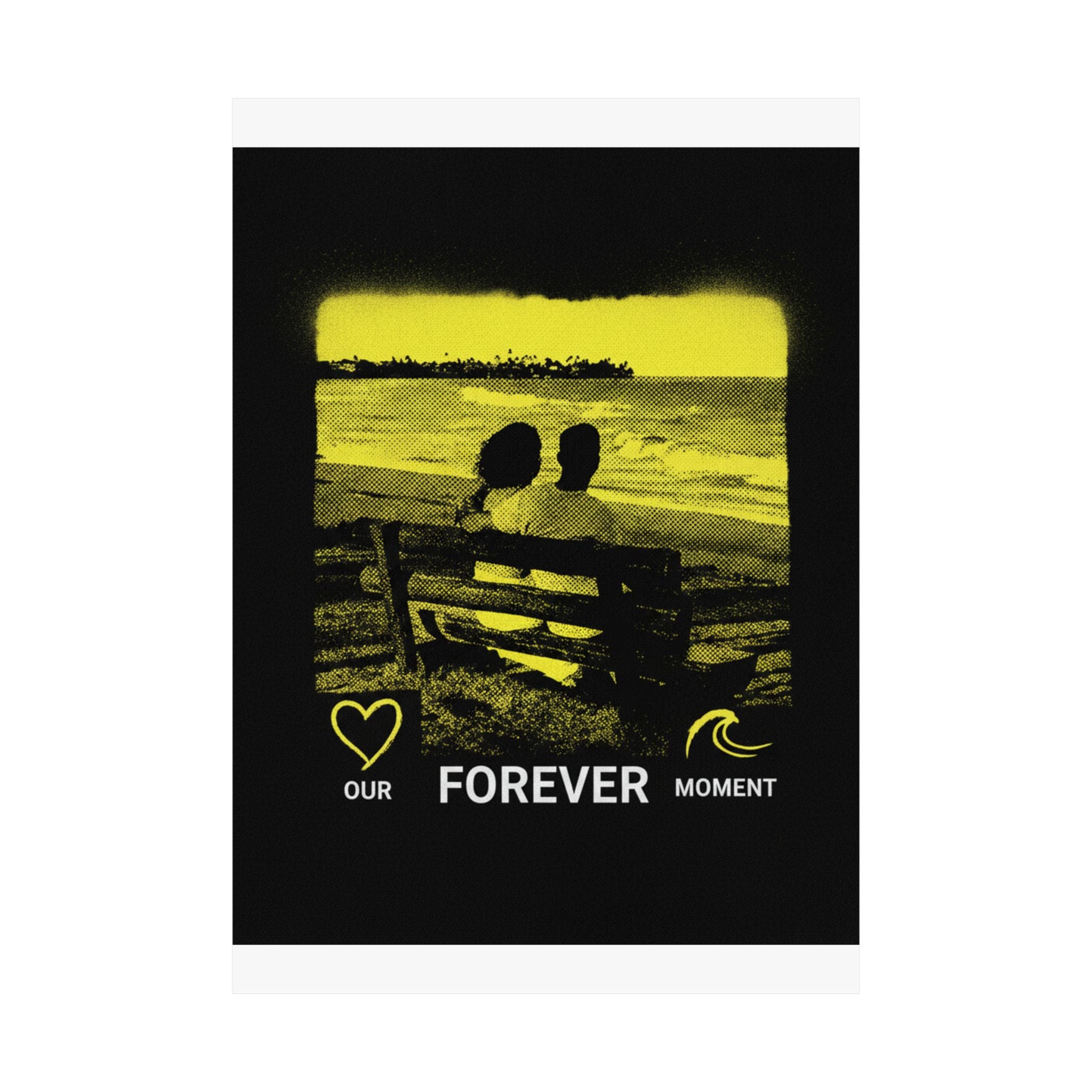 Our Forever Moment Beach Sunset Couple Yellow Matte Poster