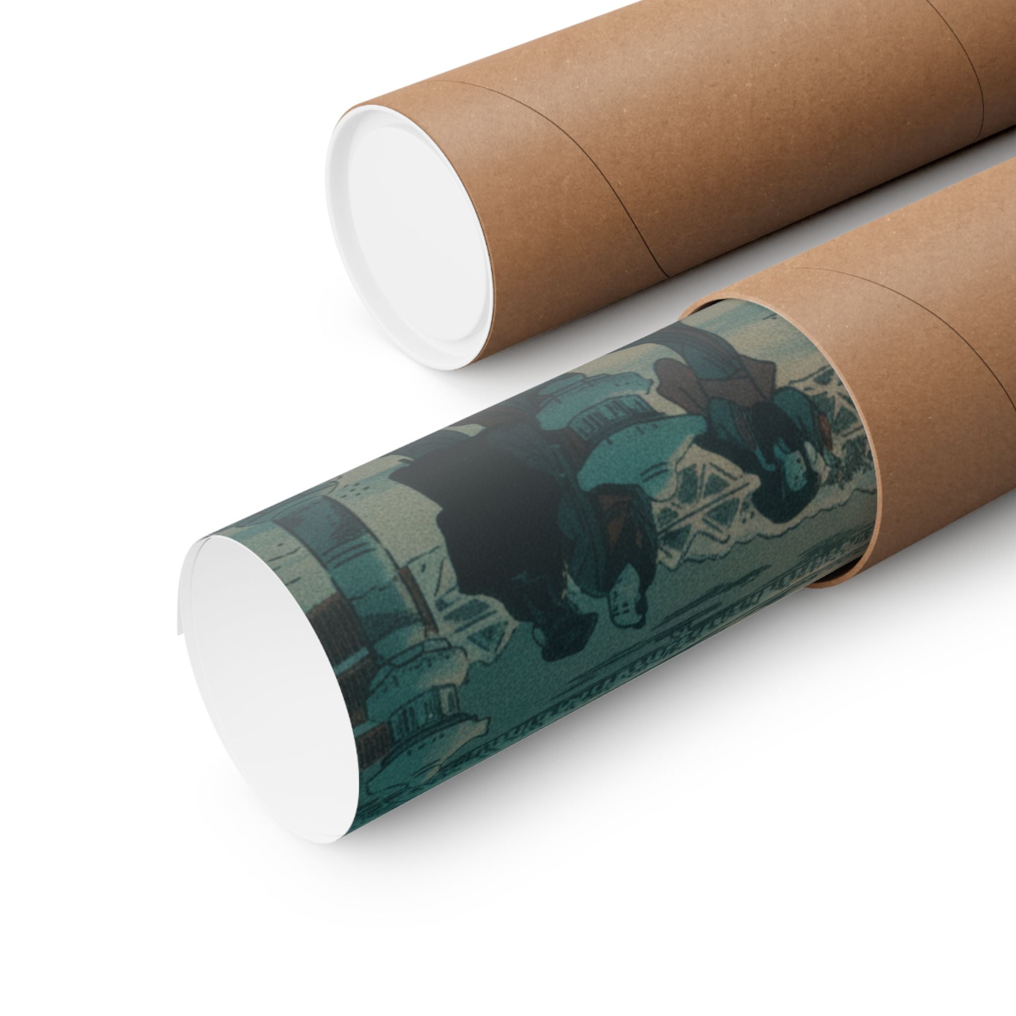 Cinematic — Snow Scene With Figures Outside A Temple — Matte Poster