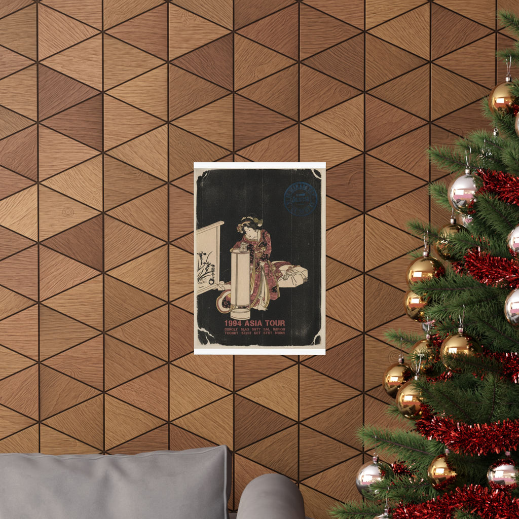 Vintage Bootleg — Young Woman Leaning Over A Tall Lamp — Matte Poster