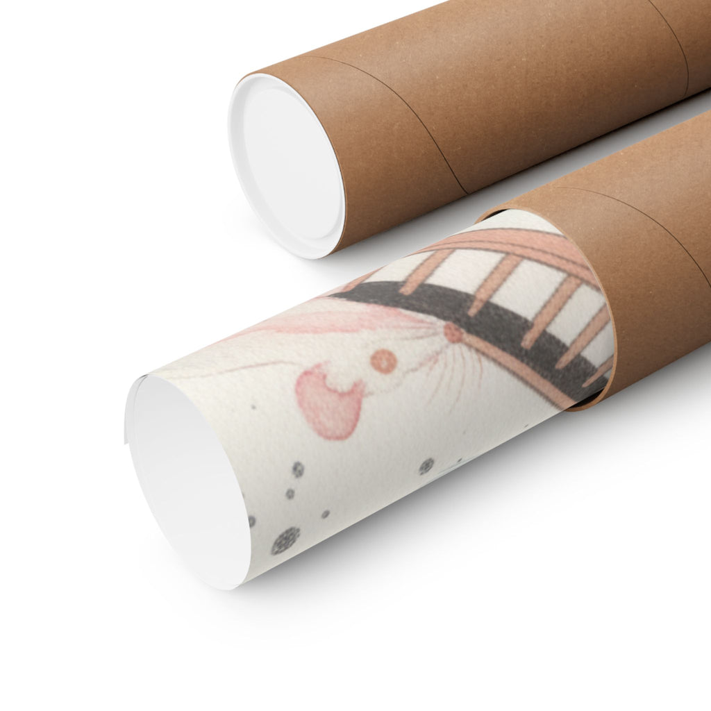 Watercolor — White Mice Playing — Matte Poster